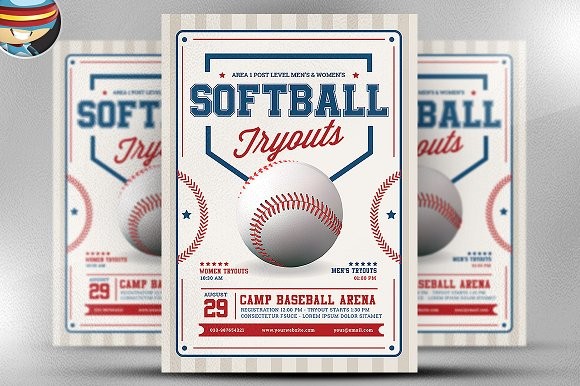 Softball Tryouts Flyer Template Templates Creative Market