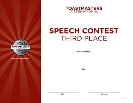 Speech Contest Certificate 3rd Place