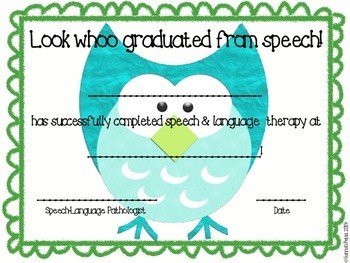 Speech Therapy Graduation Certificate By Hannah Rose TpT