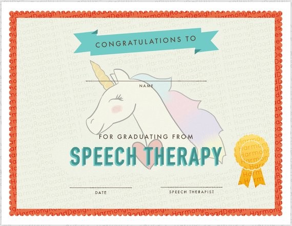 Speech Therapy Graduation Certificate Template SLP Lego Etsy