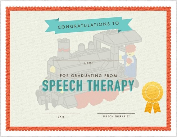 Speech Therapy Graduation Certificate Template SLP Lego Etsy