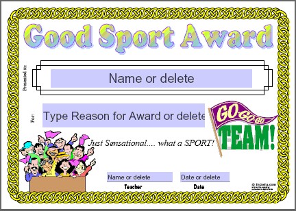 Sports Award Certificate Template Certificates For Teachers