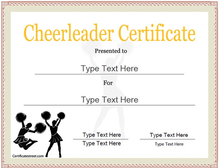 Sports Certificates Cheerleader Award Template Cheer Awards Printable