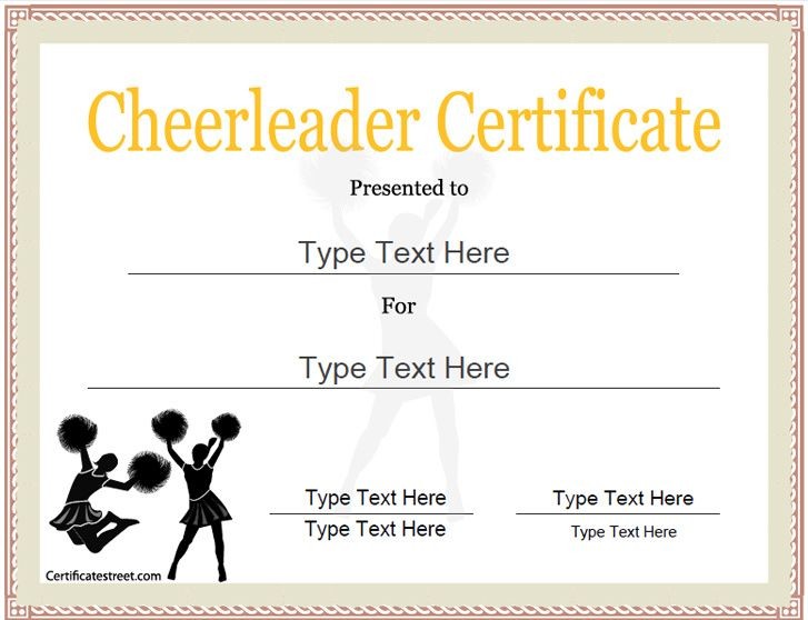 Sports Certificates Cheerleader Award Template Cheerleading Certificate Wording