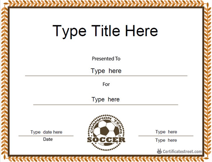 Sports Certificates Soccer Certificate Com Templates