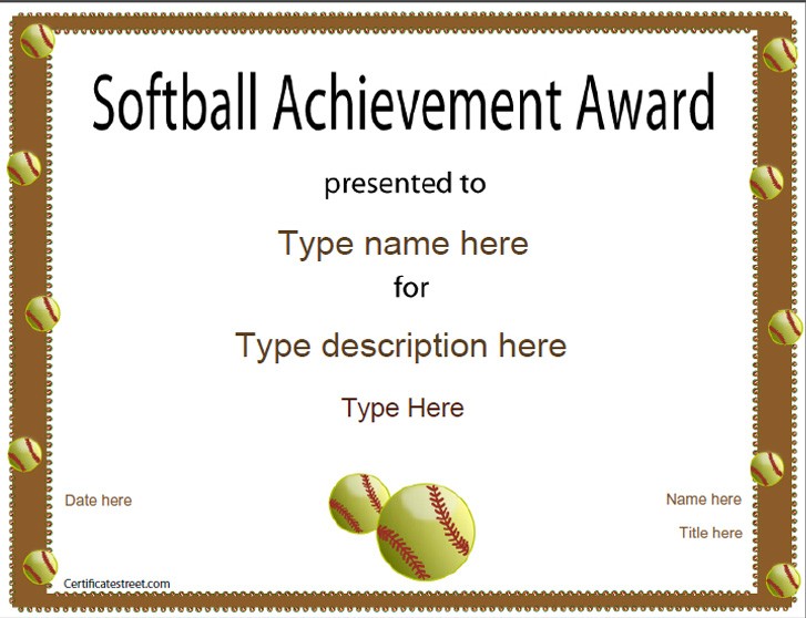 Sports Certificates Softball Certificate Com Printable