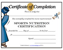 Sports Nutrition Certification Certificate Printable Templates Free