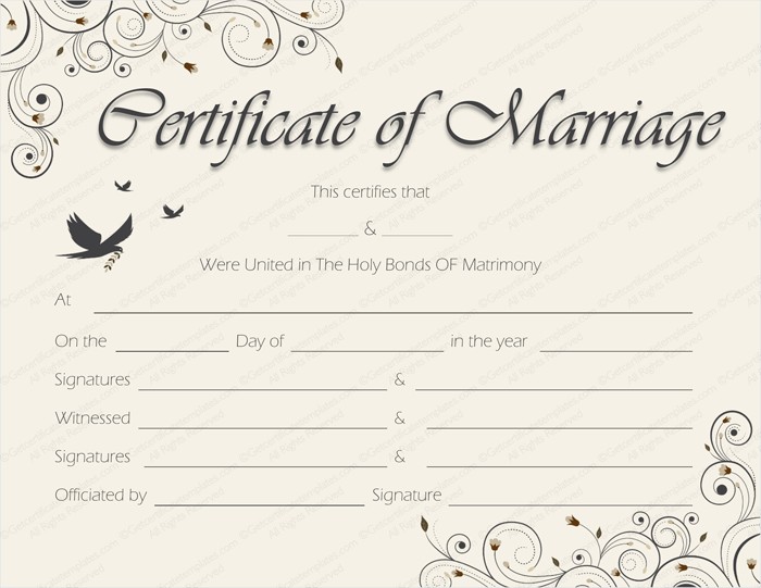 Spring Blossoms Marriage Certificate Template Get Calligraphy Templates