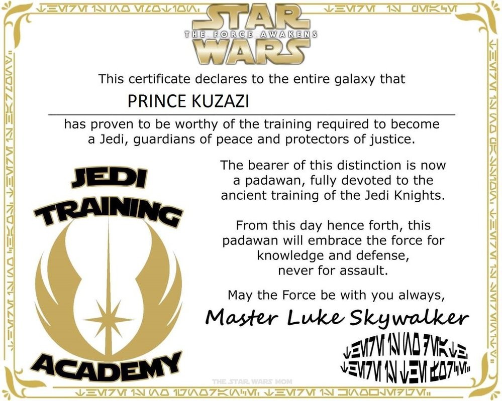 Star Wars Jedi Training Academy Certificate By Prabukuzazi On DeviantArt Knight