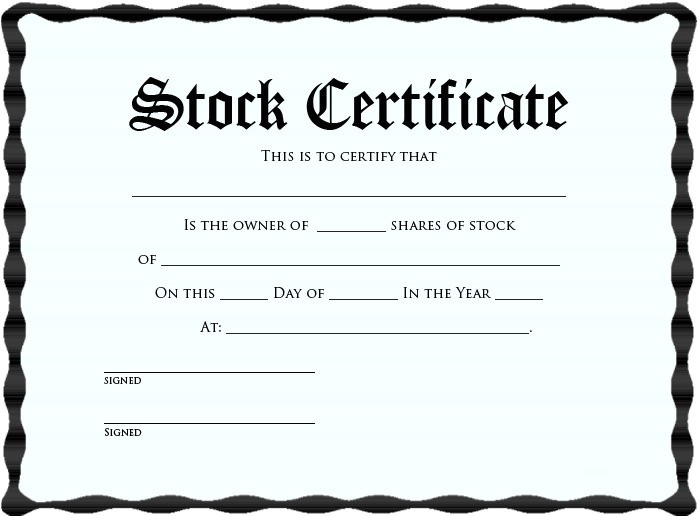 Stock Certificate Template Doc New Corporation Share