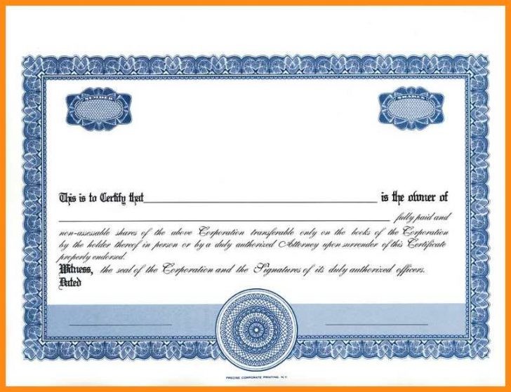 Stock Certificate Template Incorporation Com Blank Share Certificates Free