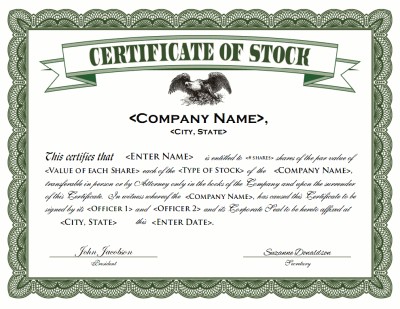 Stock Certificate Template Share