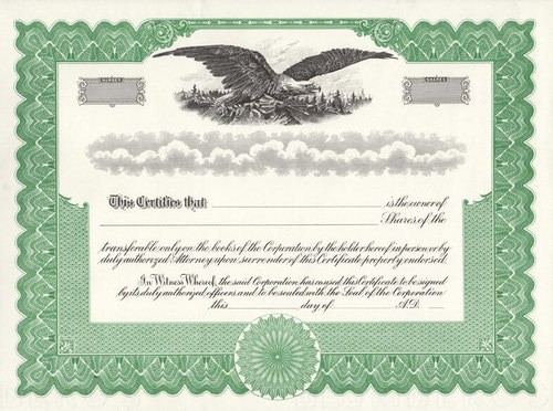 Stock Certificates Page 1 ExhibitIndexes Com Blank Share Free