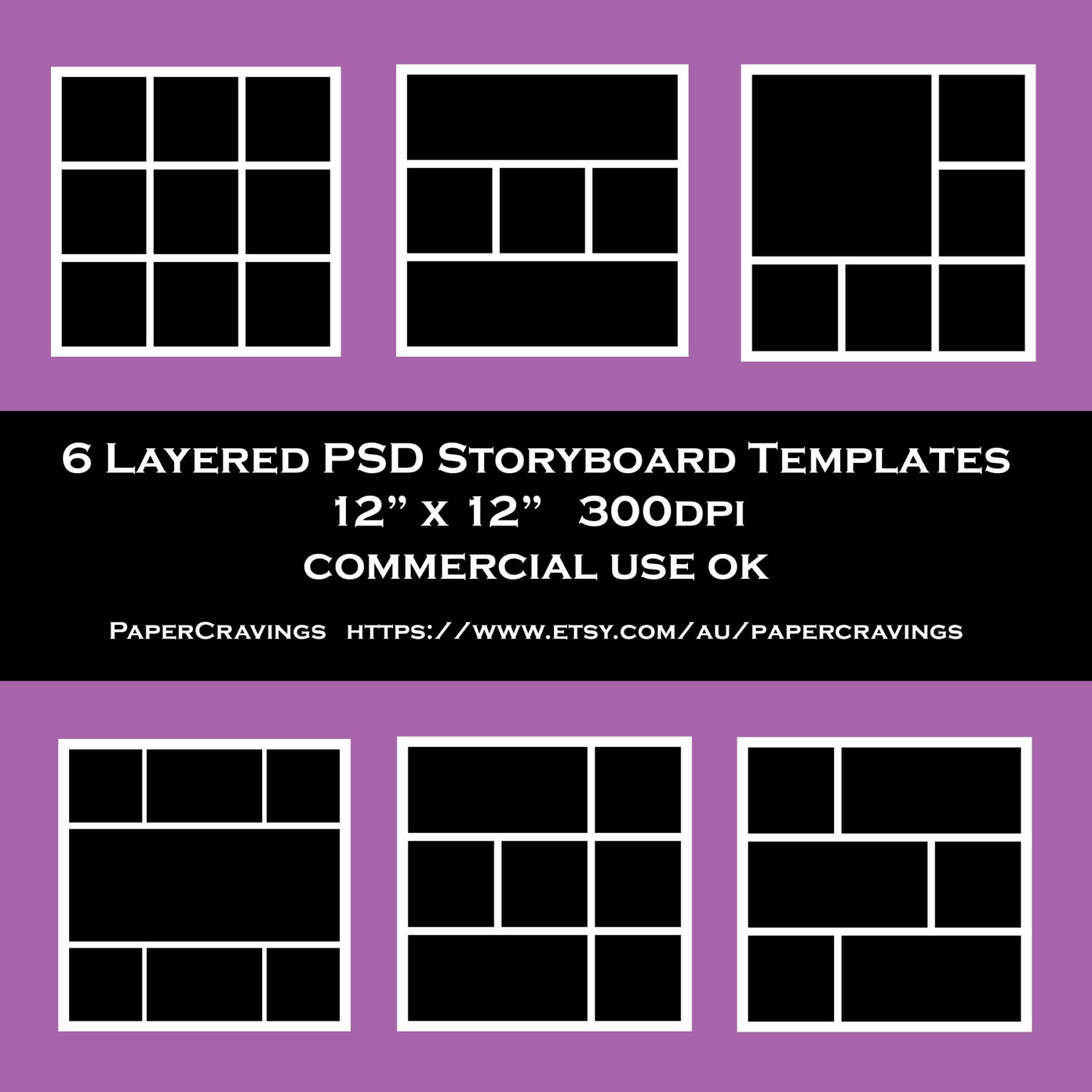 Storyboard Template 12 X Photo Collage Psd Commercial Etsy Free Photoshop Templates For Photographers