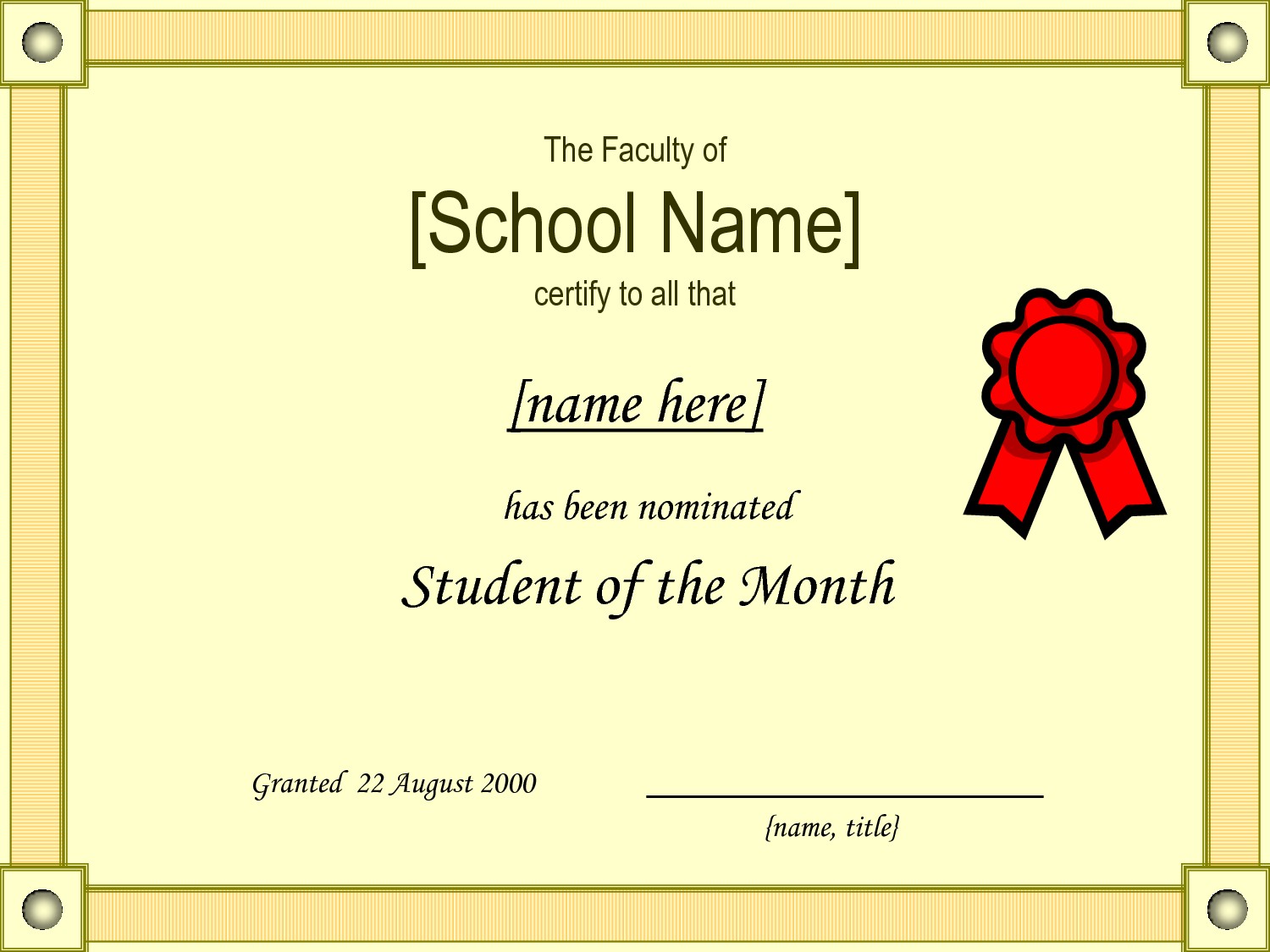 Student Of The Month Certificates Free Zrom Tk Award