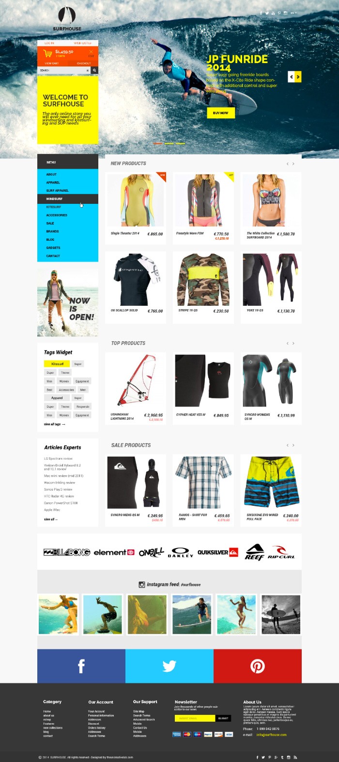 Surfhouse Free ECommerce PSD Website Template UXFree COM Ecommerce Psd