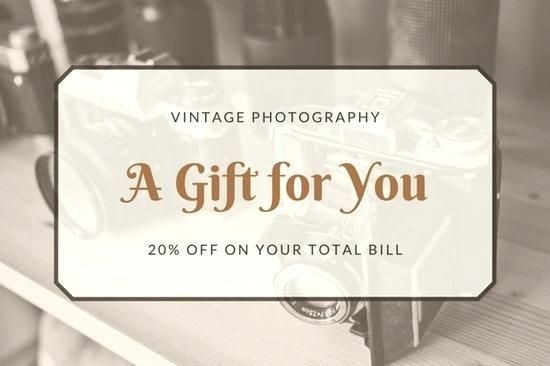 Tattoo Gift Card Template Brown Vintage Photography Certificate