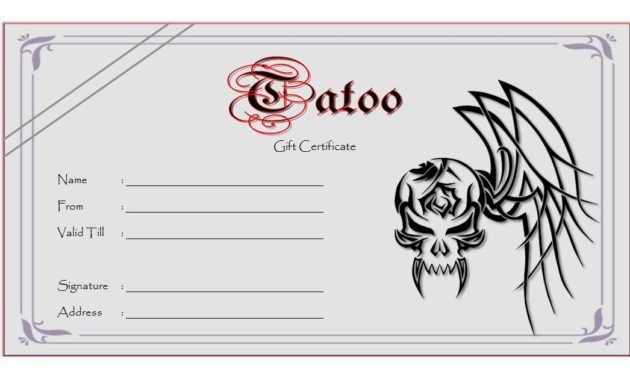 Tattoo Gift Certificate Template Free Dealssite Co