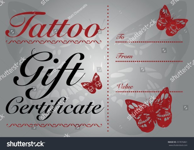 Tattoo Gift Certificate Template Free Giftsite Co Card