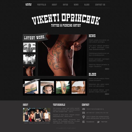 Tattoo Parlor Website Template Free Templates