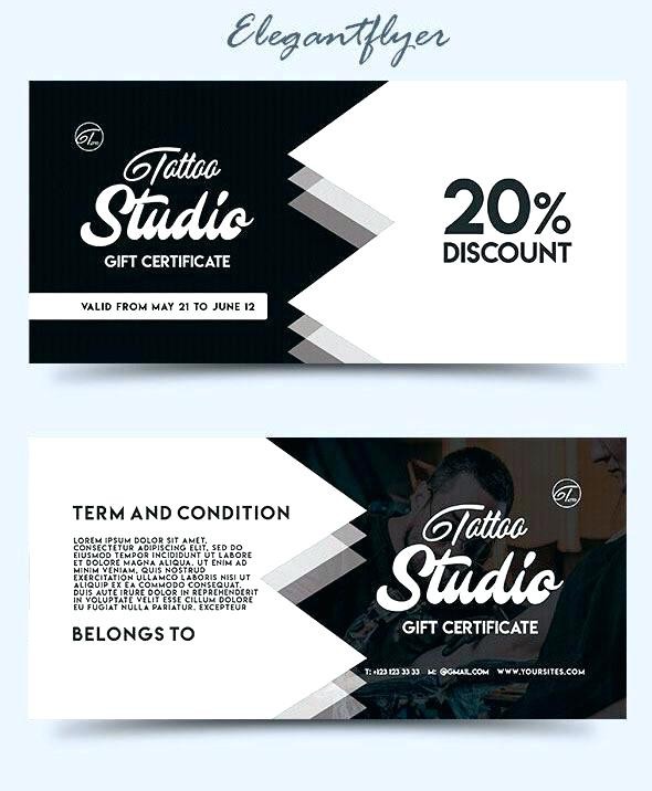 Tattoo Studio Free Gift Certificate Template Coupon Download Voucher