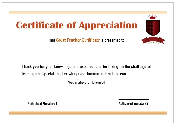 Teacher Appreciation Certificate Free Printable Zrom Tk Wording