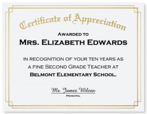 Teacher Appreciation Certificate Wording Zrom