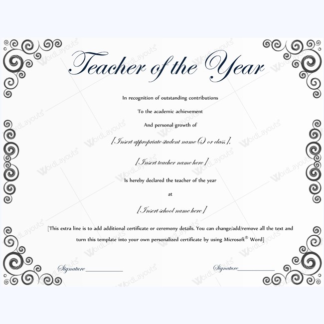 Teacher Of The Year 06 Award Certificate