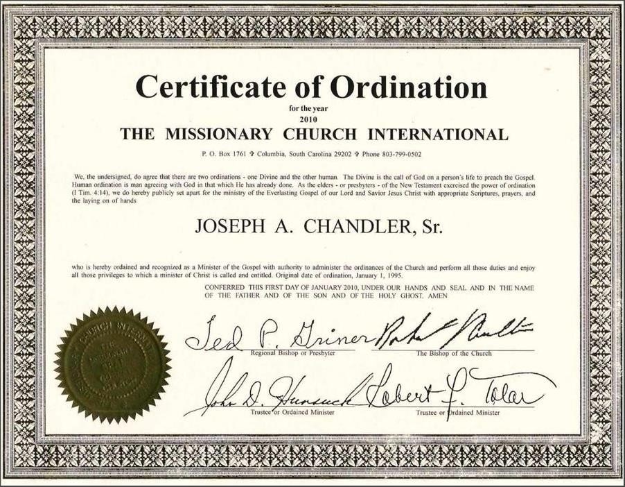 Template Design Certificate Of Ordination Collection Example