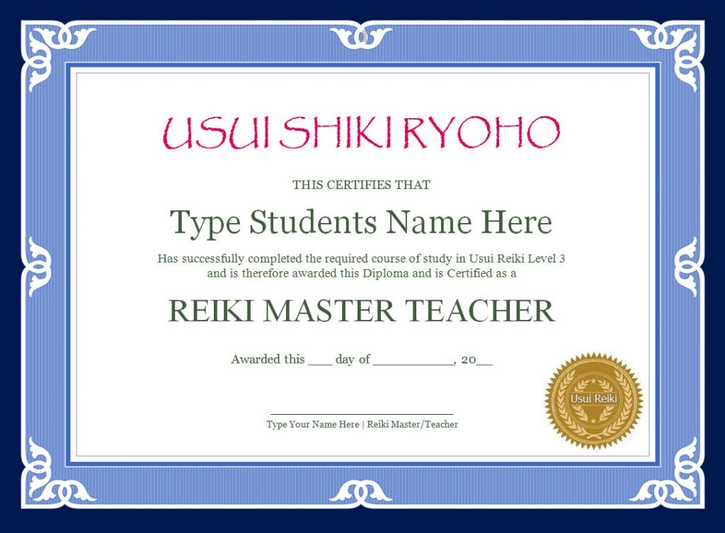 Template Design Reiki Certificate Software Collection