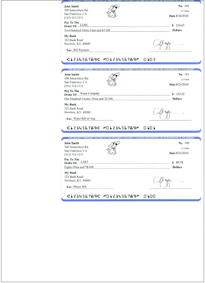 Template Example For Check Printing Checks Word Business Per Page