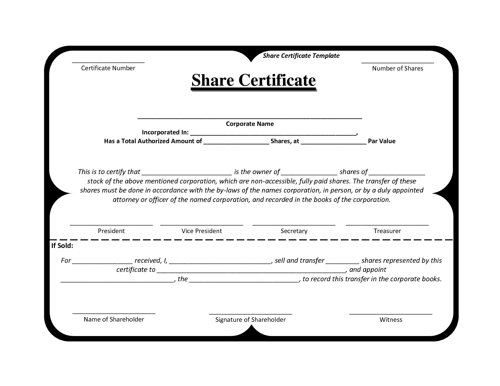 Template Of Share Certificate Ukran Agdiffusion Com Blank Certificates Free Download