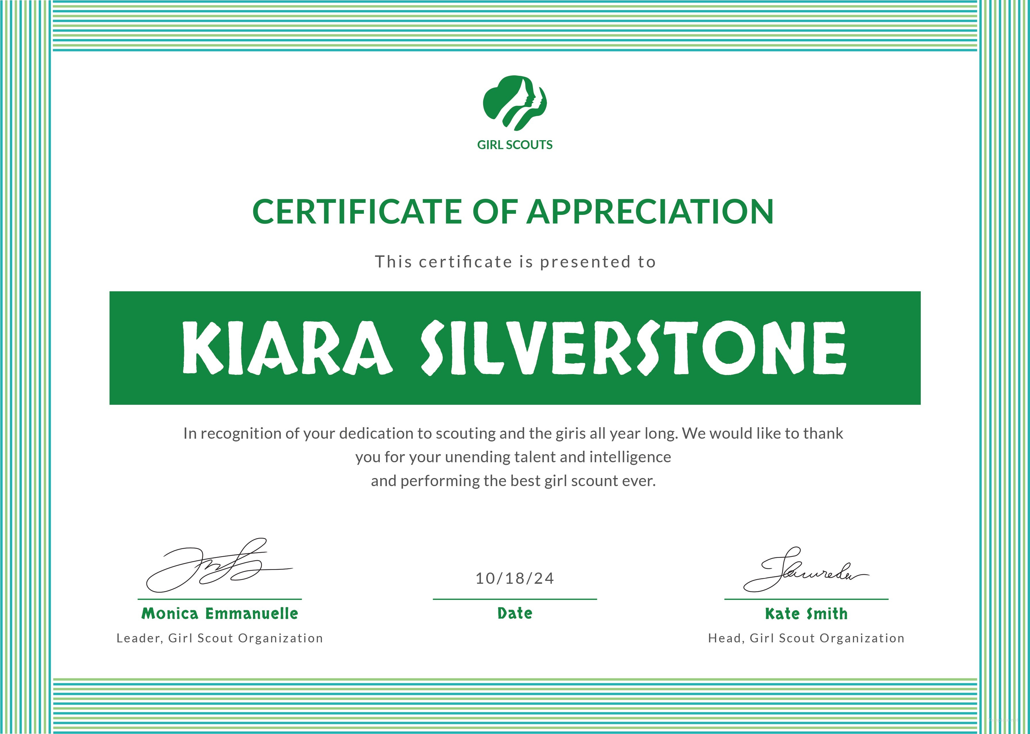 Thanks Certificate Template New Free Girl Scout Appreciation
