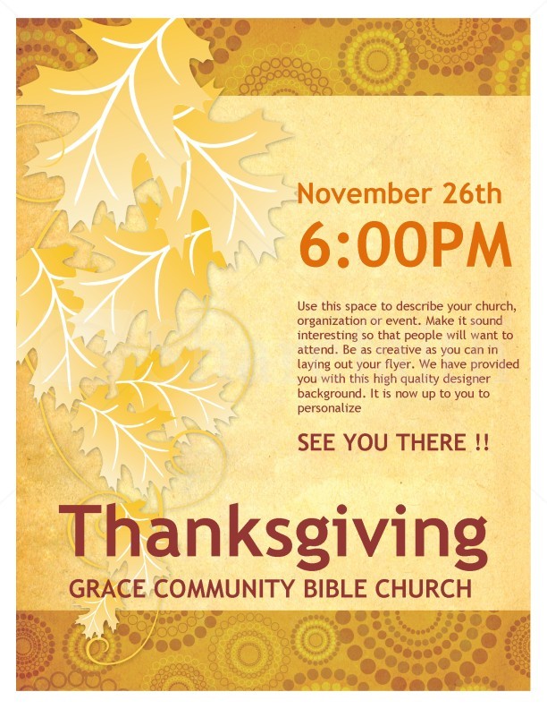 Thanksgiving Church Flyer Template Templates Free Brochure For Microsoft