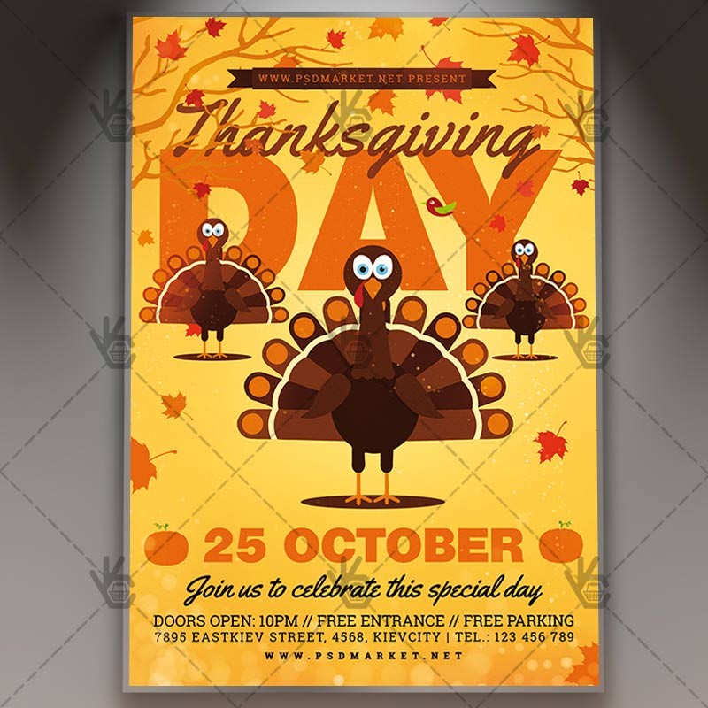 Thanksgiving Day Autumn Flyer PSD Template PSDmarket Templates Free
