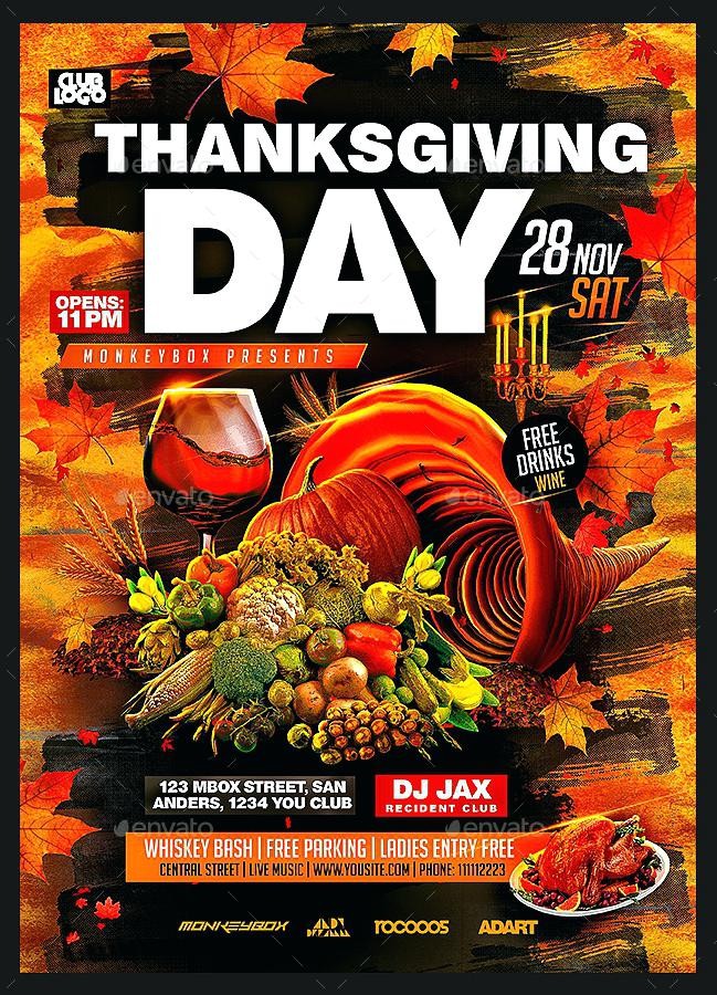 Thanksgiving Day Flyer Template By Free Potluck Templates