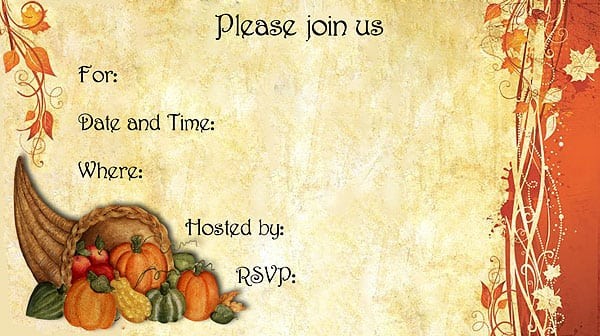 Thanksgiving Invitation Templates Free Template