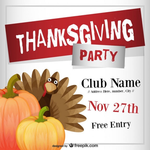 Thanksgiving Party Flyer Template Vector Free Download Day Templates