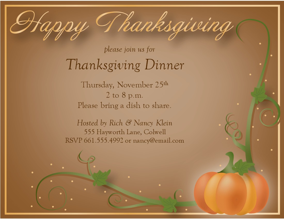 Thanksgiving Party Invitation Templates Word