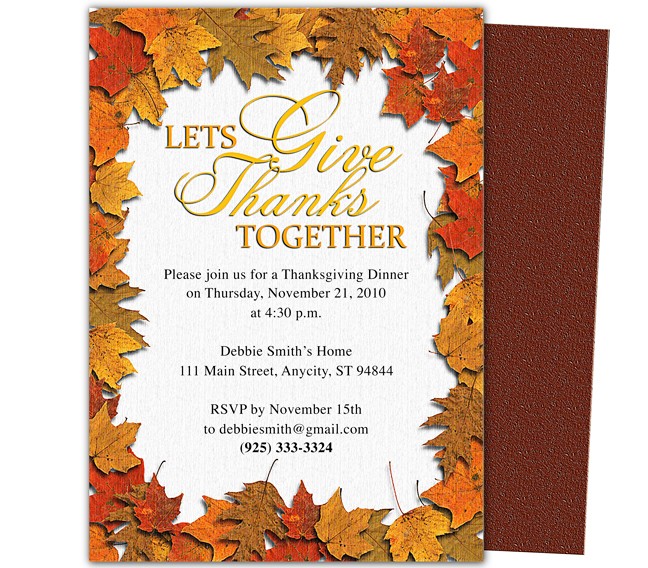Thanksgiving Party Template Simple Invitation Templates Word