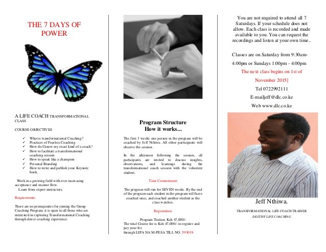 THE 7 DAYS OF POWER Jeff Nthiwa Master Life Coach Nairobi Brochure