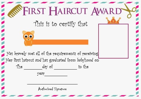 The Lovely My First Haircut Certificate Template Trend