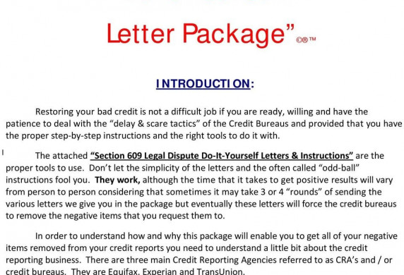 The Section 609 Credit Dispute Do It Yourself Letter Package PDF