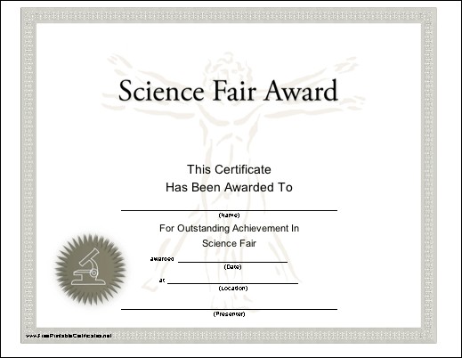 This Is A Certificate Of Participation Printable Free Science Fair