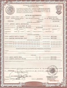 This Is Mexican Birth Certificate PSD Photoshop Template On