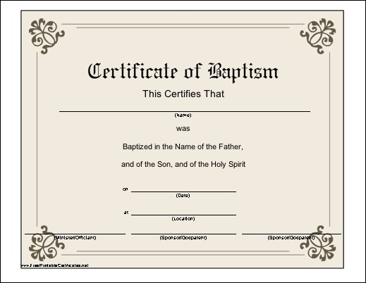 This Printable Baptismal Certificate Has A Classic Look And Baptism Class Template