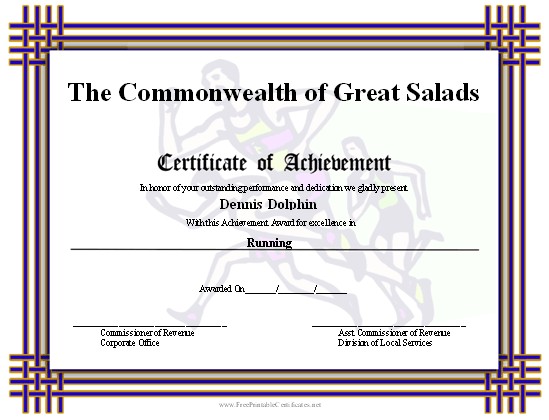 This Printable Certificate Of Achievement Has Runners In The Editable Cross Country
