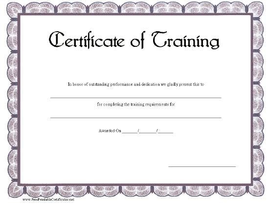 This Printable Certificate Of Training Has A Blue Gray Scalloped