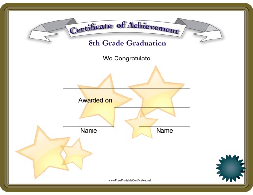 This Printable Certificate With Stars Honors A Graduate From Eighth Homeschool