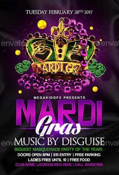 Top 100 Best Mardi Gras Flyer Templates 2017 Download PSD Party Free